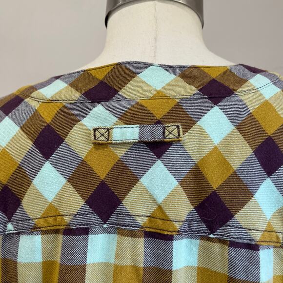 Duluth Trading Flannel Tunic Plaid Long Sleeve Cotton Blend Button Shirt 1X - Picture 8 of 9